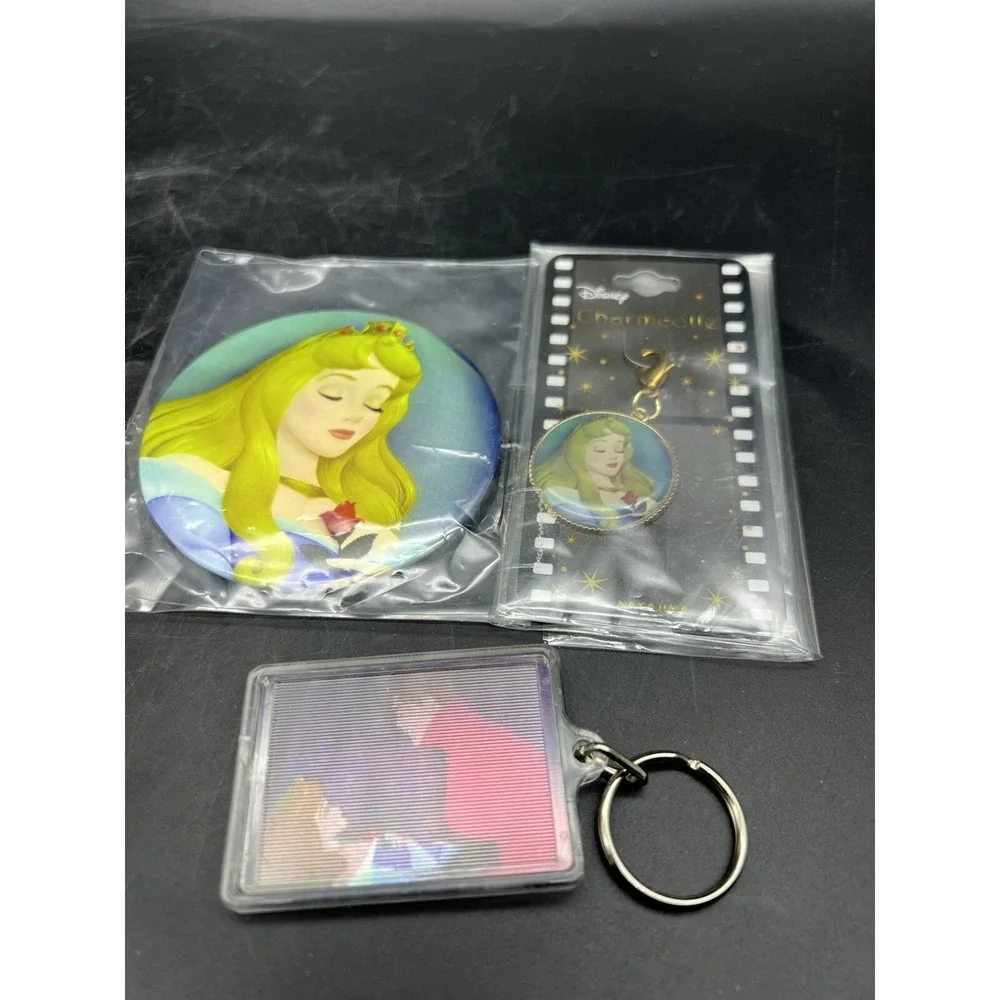 Disney Sleeping Beauty Aurora Small Mirror, Charm And Keychain